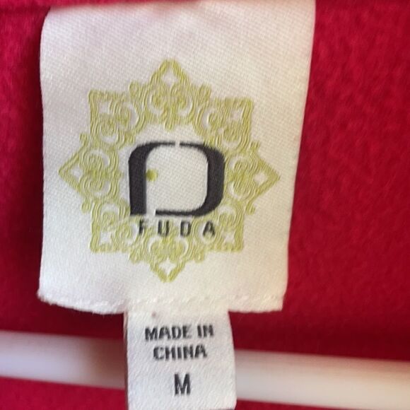 FUDA Bright Red Full Zip Cozy Fleece w/Embroidered Design & Pockets (Size: Med) - Picture 10 of 14